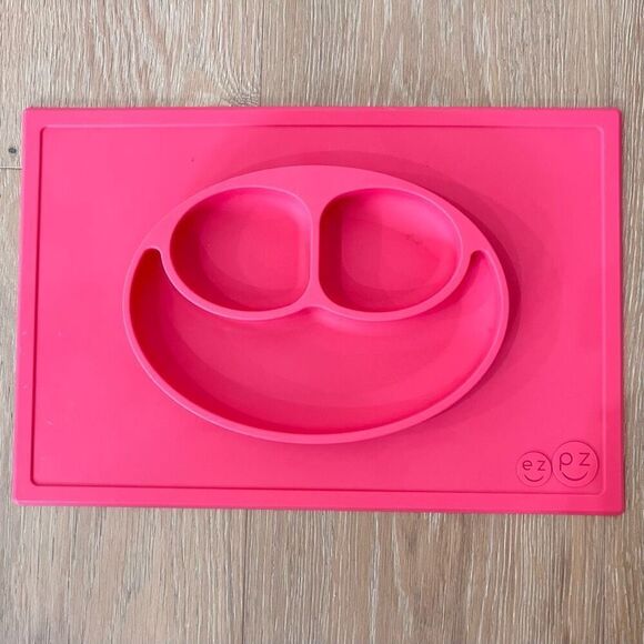EZPZ Happy Mat Placemat Silicone Suction Plate and Bowl Pink, Black Blue Set of - Picture 2 of 7